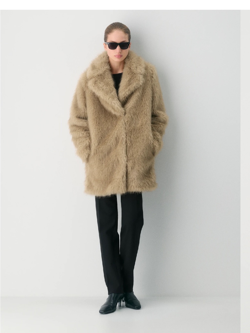Aritzia Plush Teddy Coat in Camel